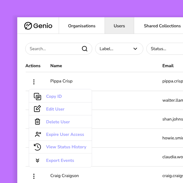 genio admin - permission changes