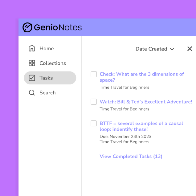 genio notes - tasks